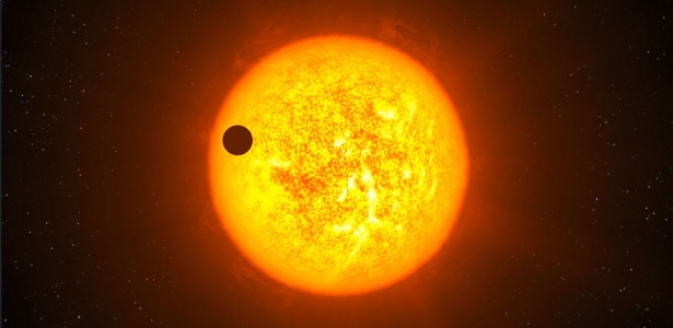 Concepção artística do exoplaneta Corot-9b, do tamanho de Júpiter, em frente a estrela similar ao Sol, na constelação Serpens Cauda, distante cerca de 1.500 anos-luz da Terra - ESO/Divulgação