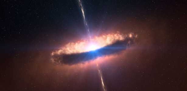 Concepção artística mostra nuvem de poeira ao redor de estrela em formação; veja no álbum - AFP/ESO